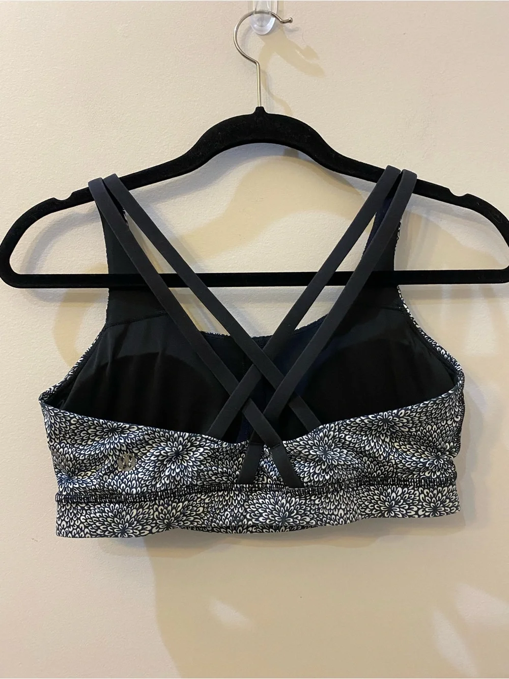 lululemon athletica Black & White Floral Strappy Sports Bra